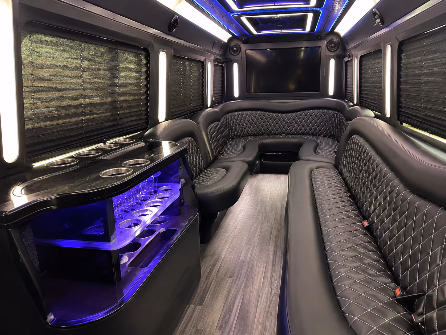 Great Falls Wedding Transportation party bus interior